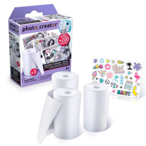 Canal Toys - Photo Creator - Nachfüllpack Thermopapier - 3 Rollen & 1 Stickerbogen - Über 200 Fotos für die Sofortbildkamera - Zubehör & Geschenkidee für kreative Kinder ab 6 Jahren - CLK 002